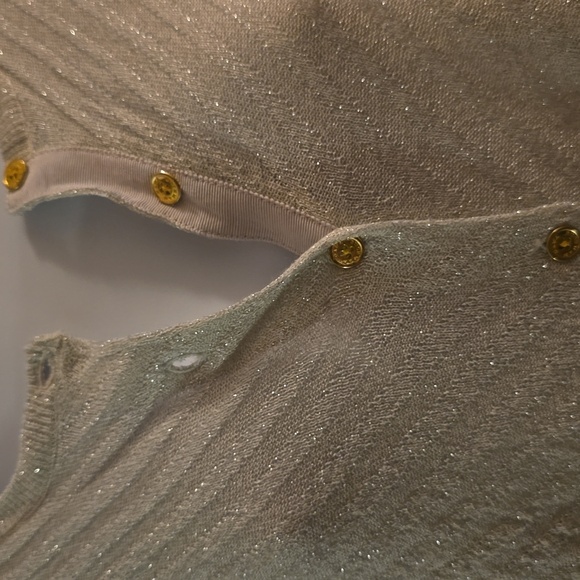 New Dana Buchman Women's XL Silver Metallic Lightweight Button-Up Cardigan - Picture 2 of 11